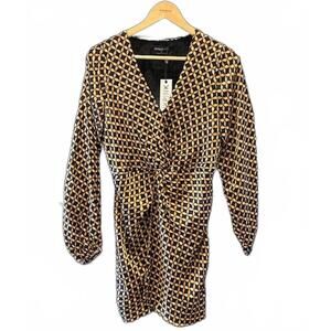 NWT - Minkpink Valentina Dress Small Geometric Long Sleeve Mini